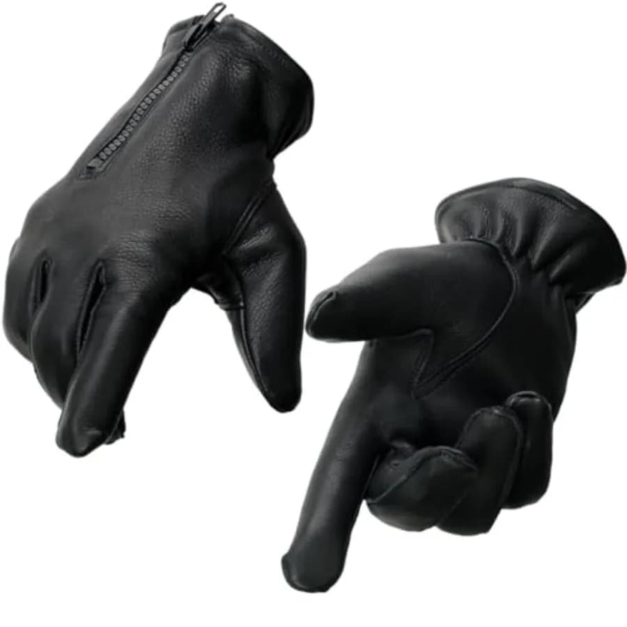 Motorcycle driving gloves for men, USA deerskin leather, black, premium durability and grip