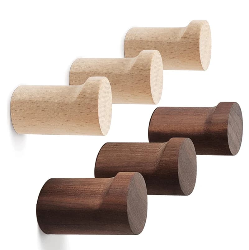 Ganci appendiabiti in legno naturale da 4 pezzi montati a parete, ganci per cappelli rustici fatti a mano Ganci da parete per ingresso per appendere asciugamani, vestiti, borse