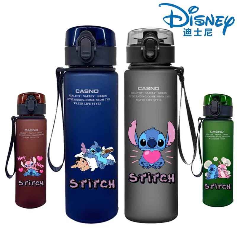 Borraccia Disney Stitch per bambini con coperchio a cannuccia, simpatico bicchiere in plastica per bambini e studenti, tazza antigoccia