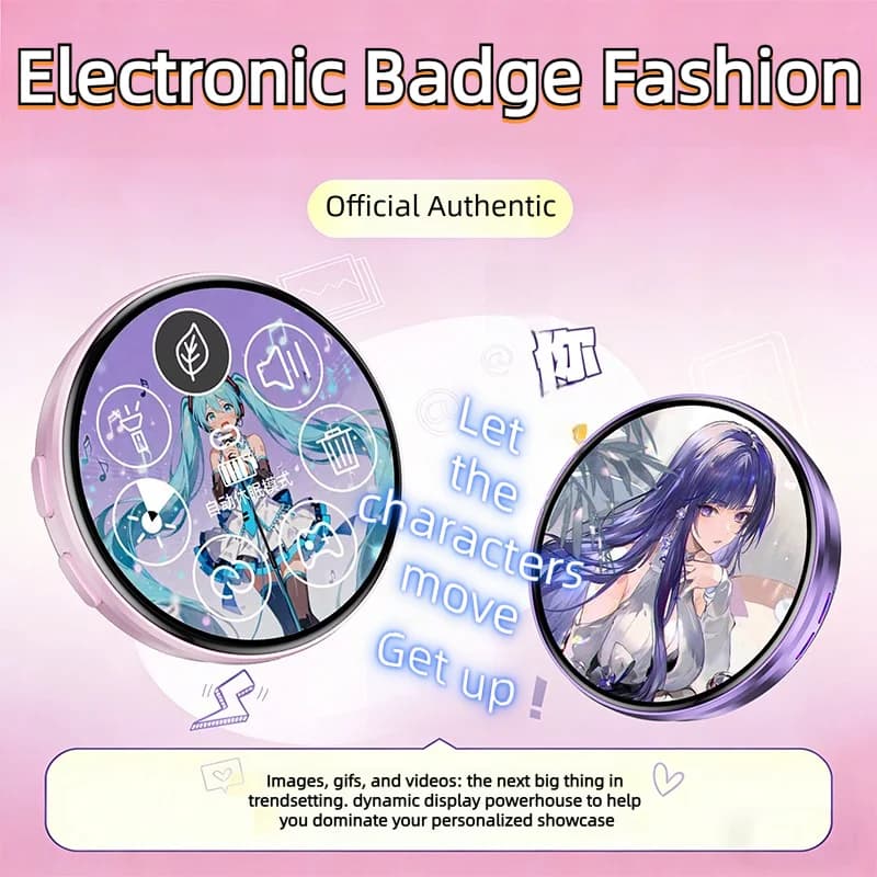 Badge LED Cyberpunk Anime con Display HD, Cornice Digitale per Foto, Badge Elettronico Fai-da-Te, Regalo Merchandising Cartoon, Accessori per Cosplay