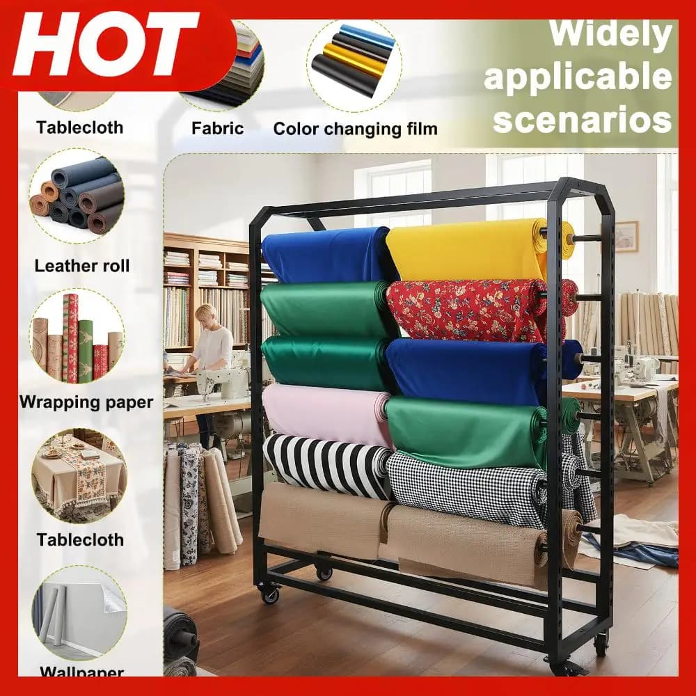 Metal Face Exhibitor for Textiles with Wheels and 12 Adjustable Auctions for Leather, Blinds, Parade Card and Studio Materials