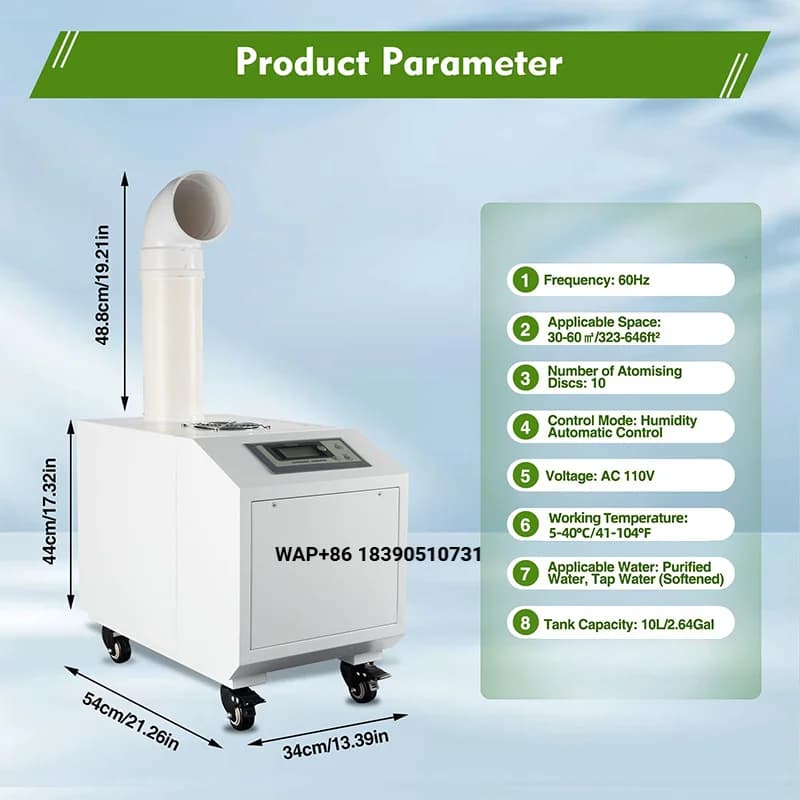 Garden Industrial Ultrasonic Medium Size 6 Kg/H Air Humidifier Industrial Humidifier for Greenhouse Planting Mushroom