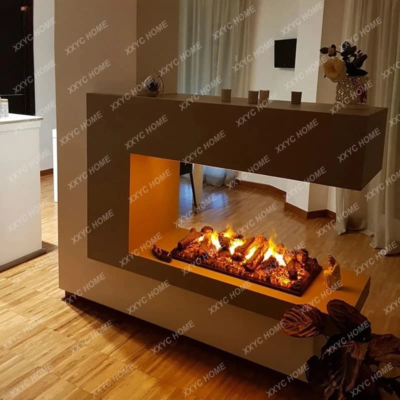 Caminetto elettrico decorativo in carbonio 3D con atomizzazione, simulazione di fiamma a vapore, umidificatore integrato.