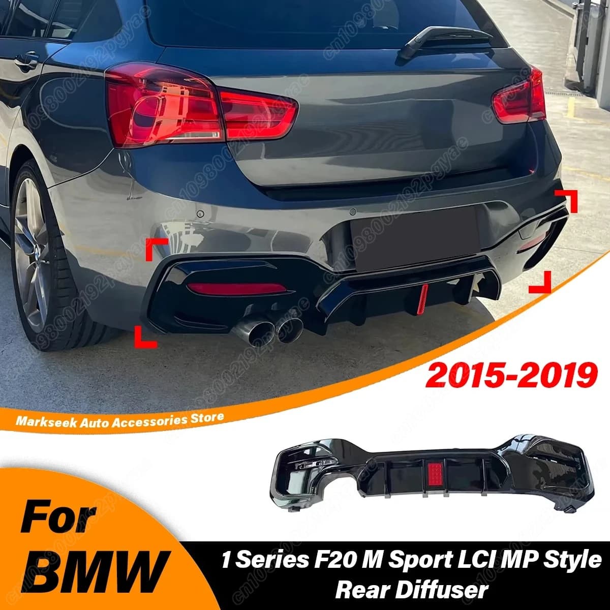 For BMW F20 120i 120d 125d M Sport 2015 2016 2017 2018 2019 Automobile Rear MP Style Diffuser Spoiler Rear Lip Kit
