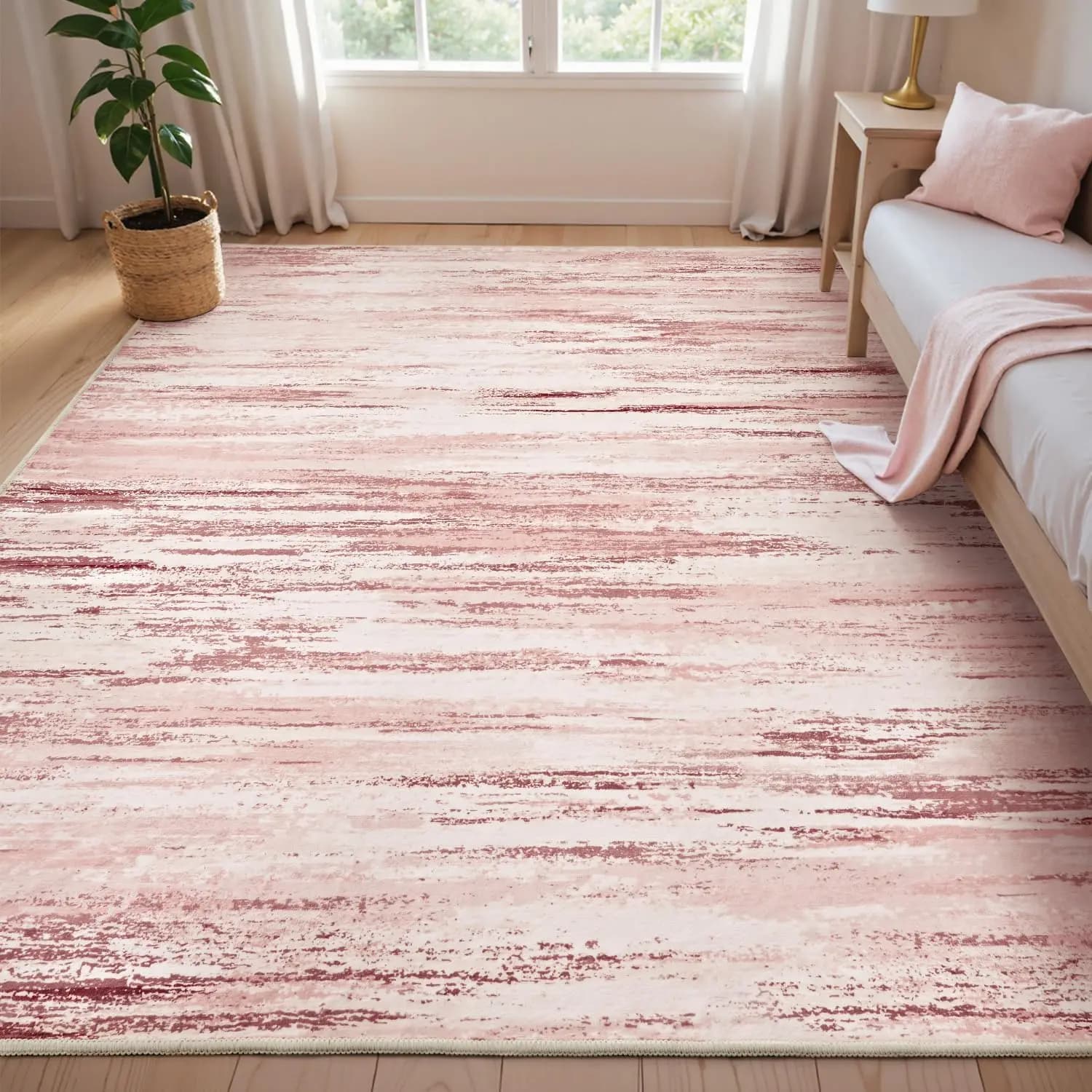 Pink Ultra Soft Washable Area Rug, Non-Slip Carpet for Living Room Bedroom Kids Playroom Nursery