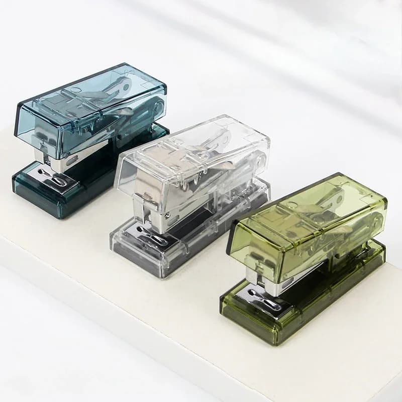Cucitrice trasparente e minimalista, forniture per ufficio, mini rilegatrice per file di carta
