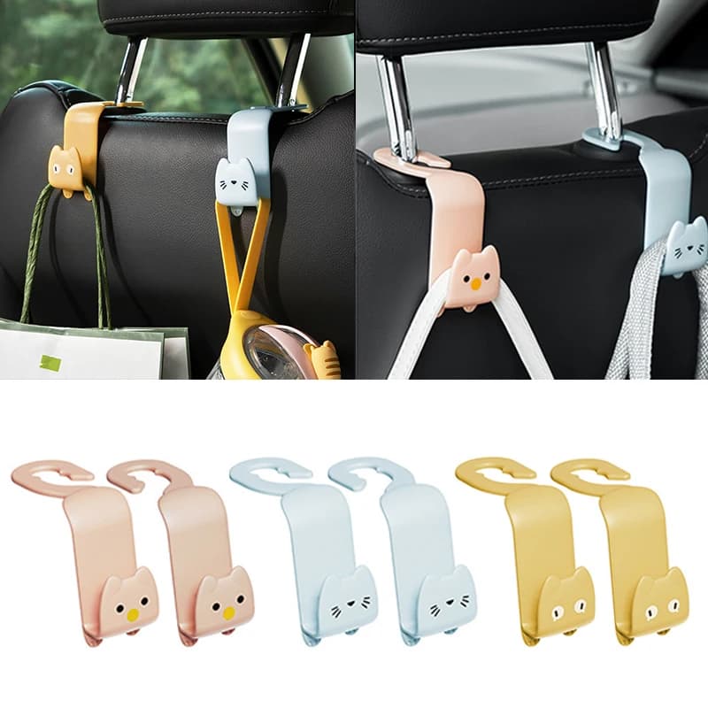 2 pezzi di cartone animato per auto gancio creativo per seggiolino auto gancio organizzatore supporto borse vestiti chiave articoli vari clip accessori interni auto