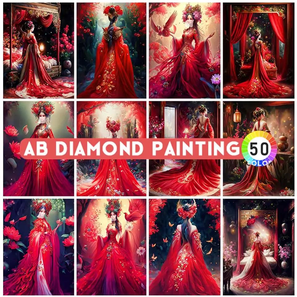 AB Drill Diamond Painting donna Red Dress 5D Diamond ricamo Full DIY Cross Stitch Puzzle Handmade Wedding Gift Decor Home