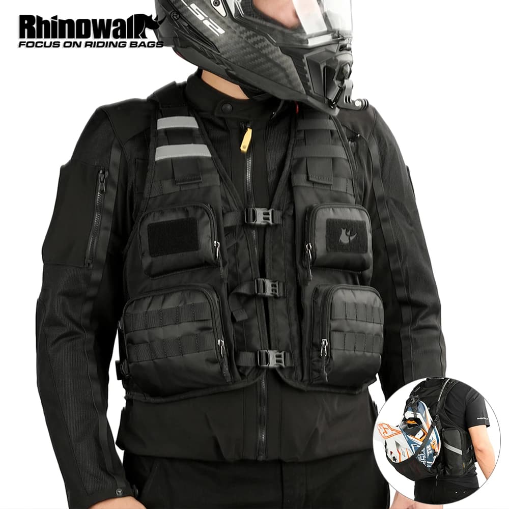 Rhinowalk Motorcycle Backpack Universal Horse Riding Bike Vest Outdoor Portable Travel Backpack with Helmet Network