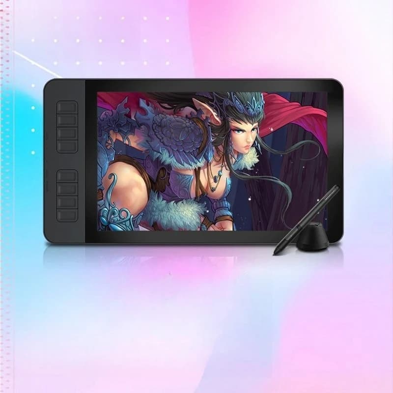 Pittura di disegno del computer con schermo digitale disegnato a mano, tablet LCD con bordo disegnato a mano scritto a mano