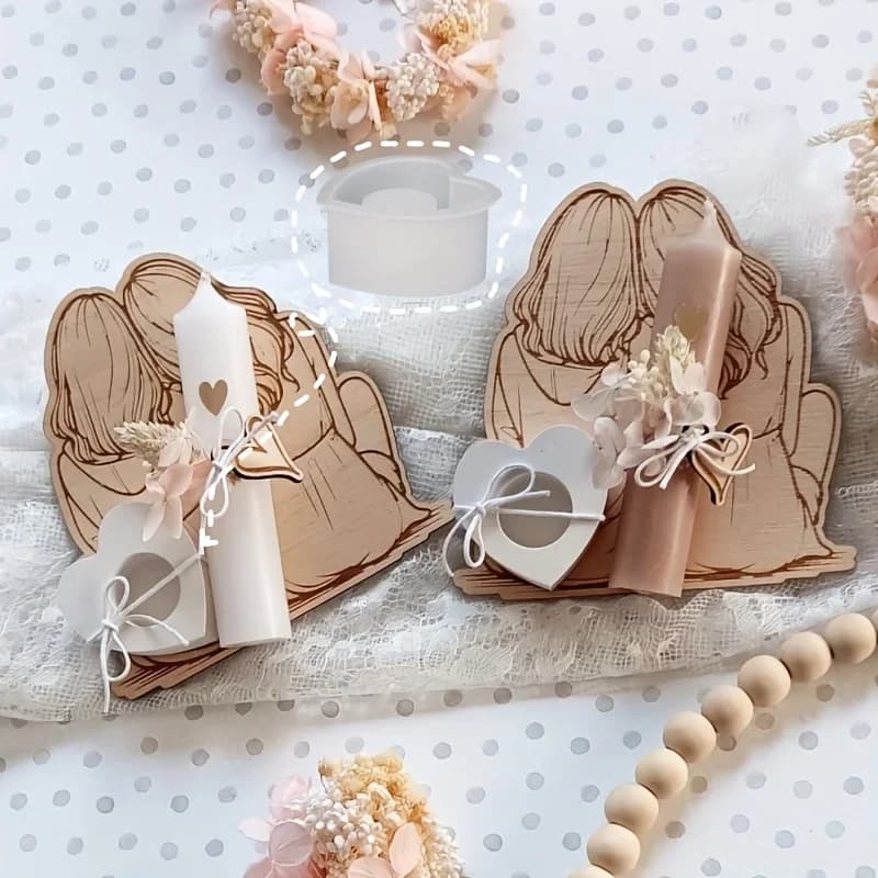 Stampo in silicone in resina portacandele a forma di cuore piccolo da 1 pezzo per candeliere d'amore fai-da-te e creazione di gioielli epossidici