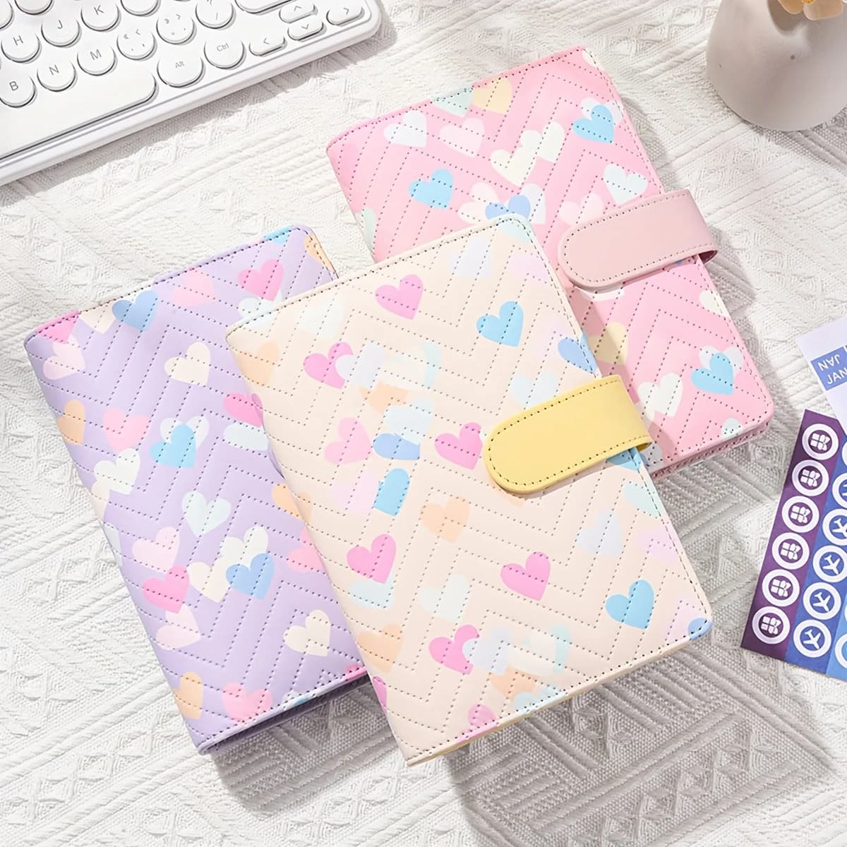 Macaron A6 Portable Budget Binder PU Leather Loose-Leaf Notebook Cash Envelope Savings Planner Money Organizer Budgeting Journal