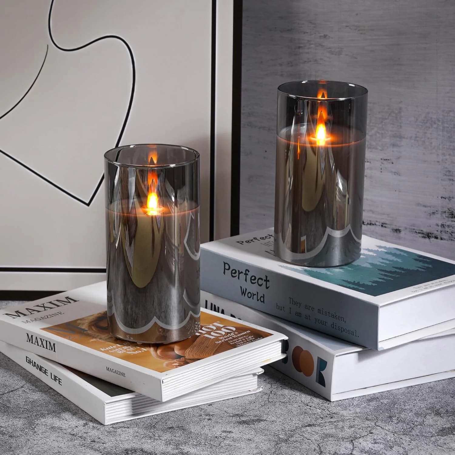 3PCS Rechargeable LED Acrylic Pillar Candle, 200-Hour Rechargeable Flickering Flameless Candle, with Remote Control, Warm Tone
