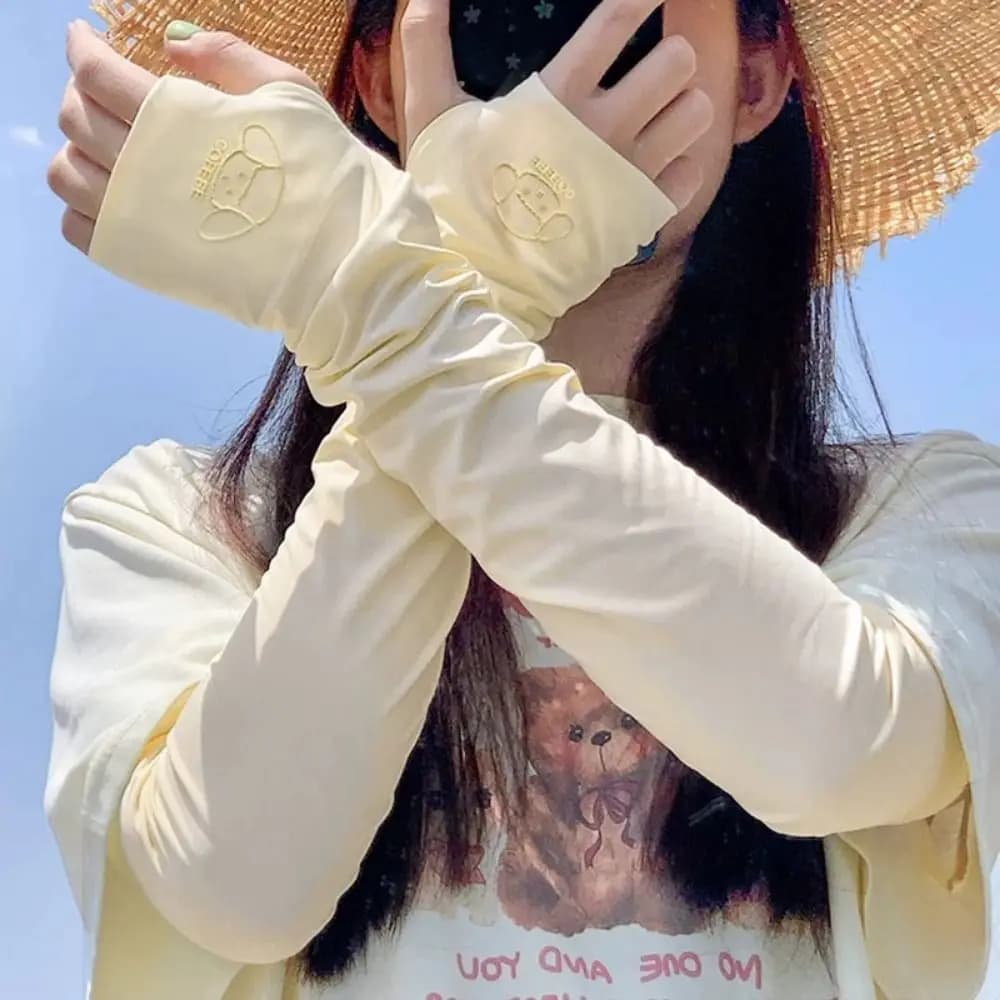 Long stretch sleeves breathable in ice silk Animals cartoons Slim arm covers for sun protection Cycling gloves with UV insulation anti-UV Summer