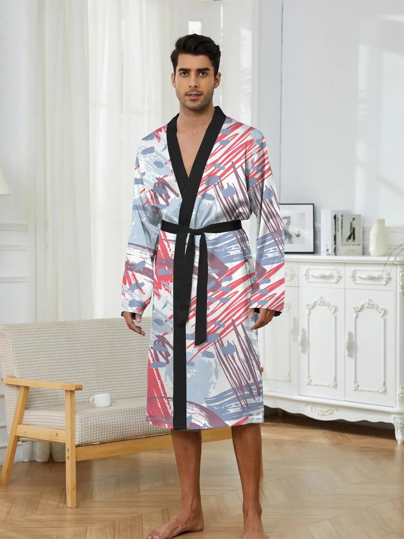 1pcs Men's Robes 2026 Spring/Summer robe Breathable Bathrobe man Robe man Graphic Shower robe Sleepwear 3D Printed