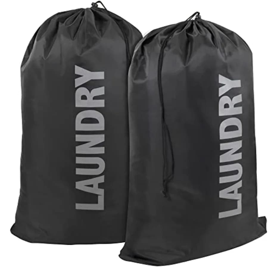 Washable Drawstring Laundry Bags 2 Pack Extra Large Heavy Duty College Dorm Dirty Laundry Clothes Travel Bag and Gym Clothes Ba