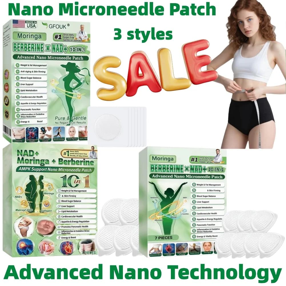Patch Modellante 10-in-1 con Microaghi Nano Avanzati, Berberina, NAD+, Moringa per Rassodamento e Bilanciamento Naturale del Peso