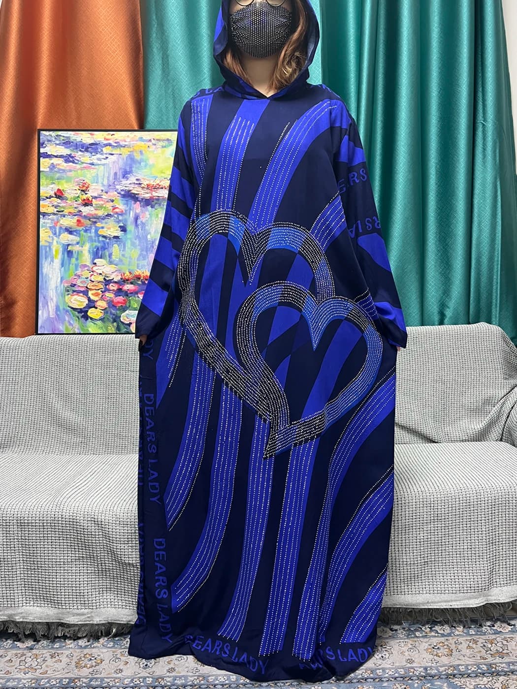 Abaya musulmani per le donne 2024 Dubai Islam cotone diamanti con cappuccio a maniche lunghe allentato Femme Robe caftano marocchino africano con cappello