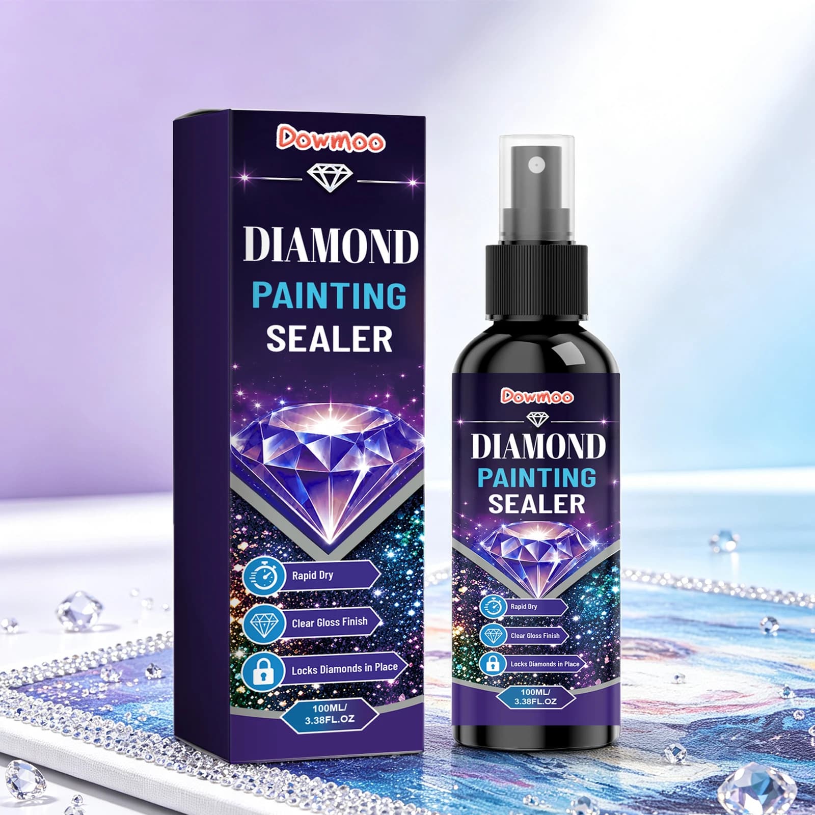 Diamond Painting Sealer Fast‑drying Clear Gloss Finish Lock Rhinestones Diamond Add Shine Spray for DIY Diamond Painting Artwork