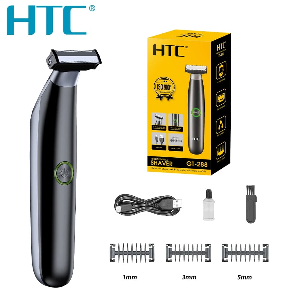 HTC electric shaver for man Trimmer electric waterproof Razor Use dry and wet Rechargeable Battery Razors to a blade Shaving machine