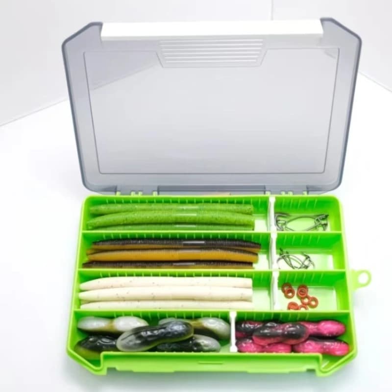 Wacky Worms kit for bass fishing bait, includes a box for equipment