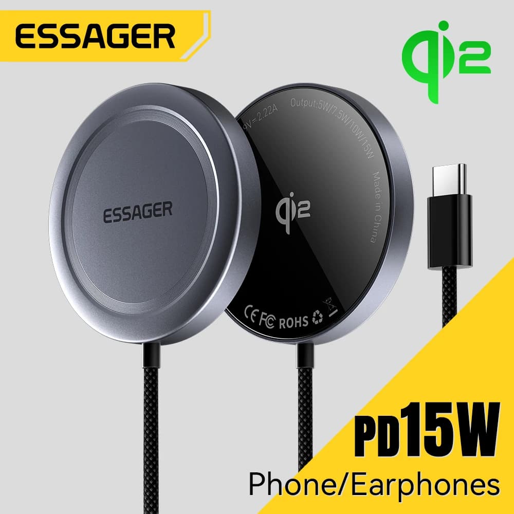 Essager Caricabatterie wireless magnetico 15W per iPhone 15 14 Pro Max Qi2 Sation di ricarica rapida per supporto per caricabatterie Samsung iPhone Huawei