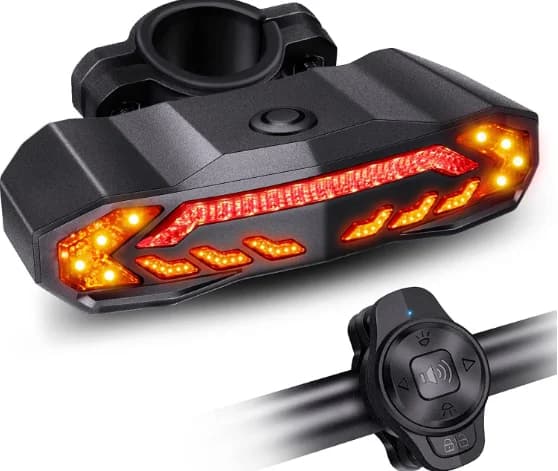 Luce per Bicicletta con Sensore di Vibrazione, LED, 1500 mAh, Ricaricabile USB, Impermeabile, Luce Freno Intelligente, Luce Posteriore per Bici
