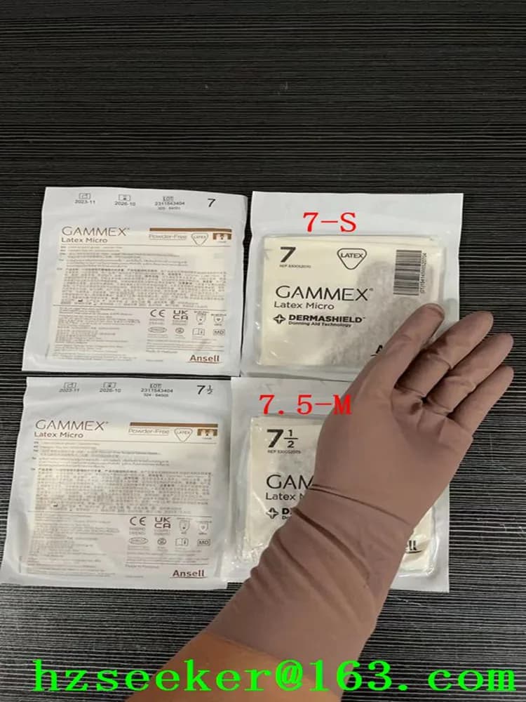 Ansell Gammex Latex Micro (1 paio) guanti interni ed esterni estesi ultrasottili sensibili color marrone chiaro o caffè 300 mm 12 pollici