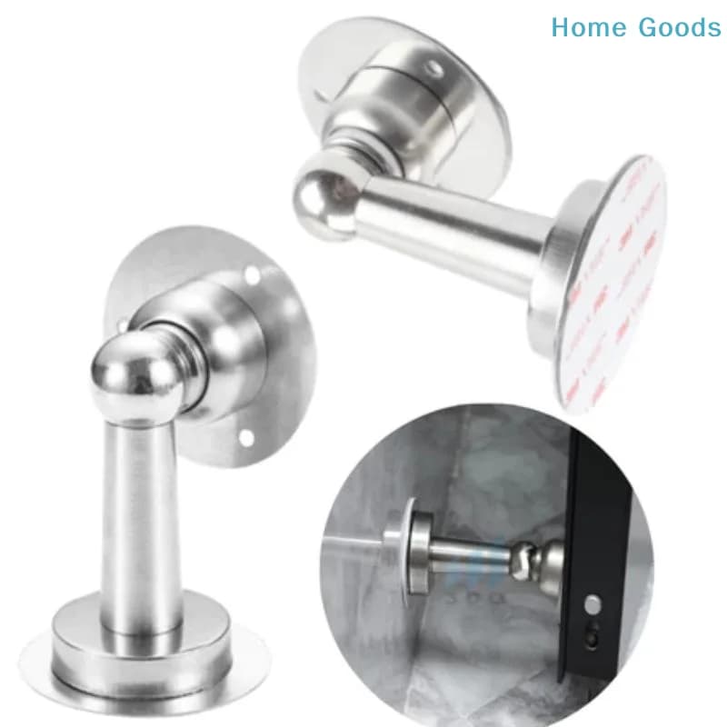 1pc Stainless Steel Magnetic Door Stopper With Drill And No Drill Installation For Home Office Bedroom To Prevent Wall Damage