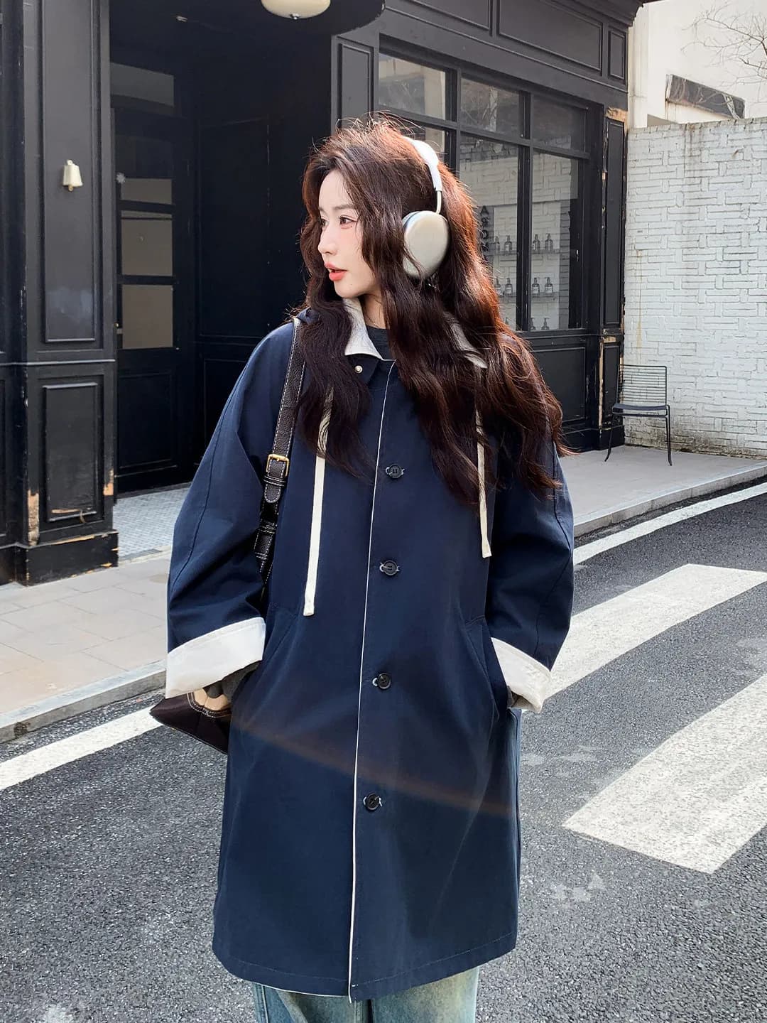 Women's Double-Sided Wear Hat Design Spring Autumn New Style plus Size Korean System Mid-Length Commuter Coat Jacket