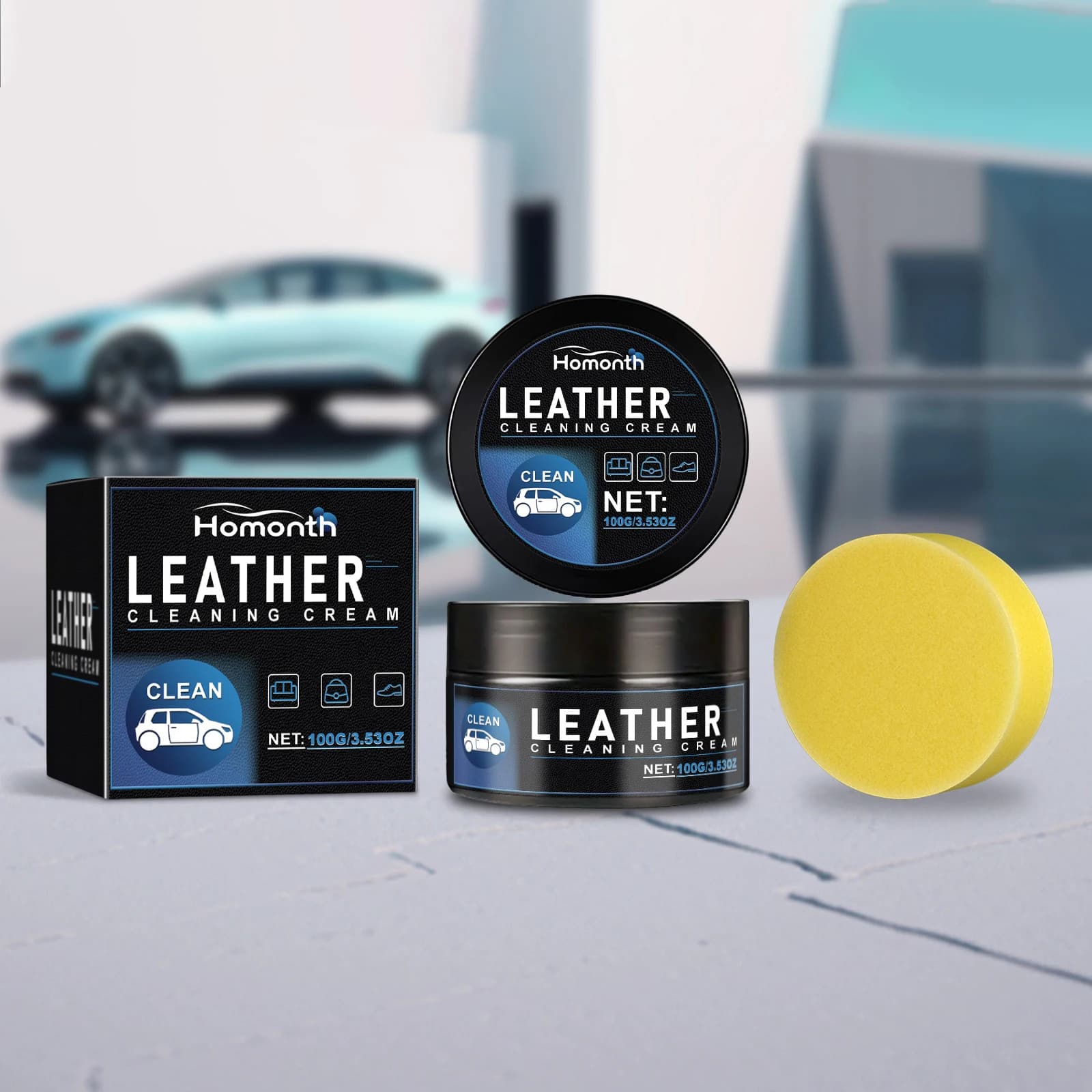 100g Car Interior Leather Cleaning Paste Multifunctional Car Seat Leather Paint Care Cleaner for Seat Sofa Leather Repair Coats