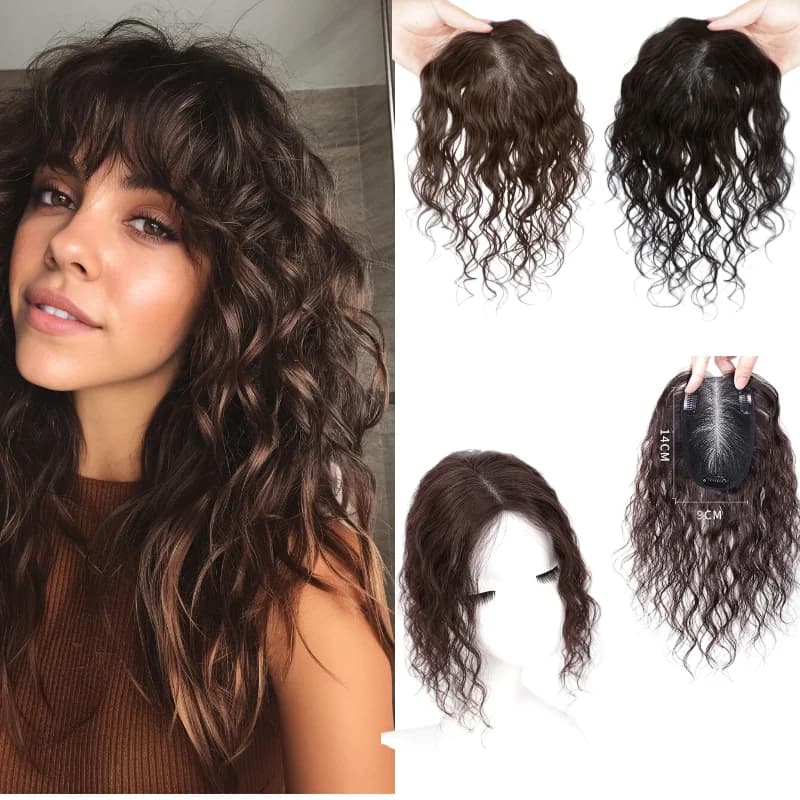 Topper per capelli umani 100% fatto a mano con pizzo svizzero completo | Extension per capelli a clip Airy Construction | Body Wave Dropship