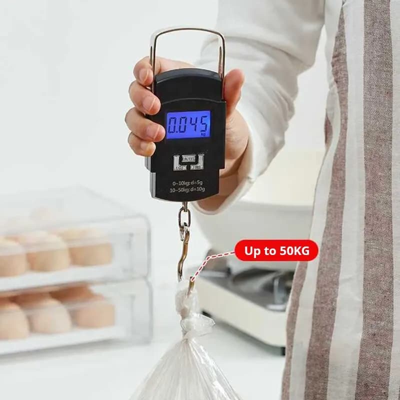 Bilancia Digitale Portatile per Bagagli 50kg con Display LCD e Righello per Valigie e Bagagli da Viaggio