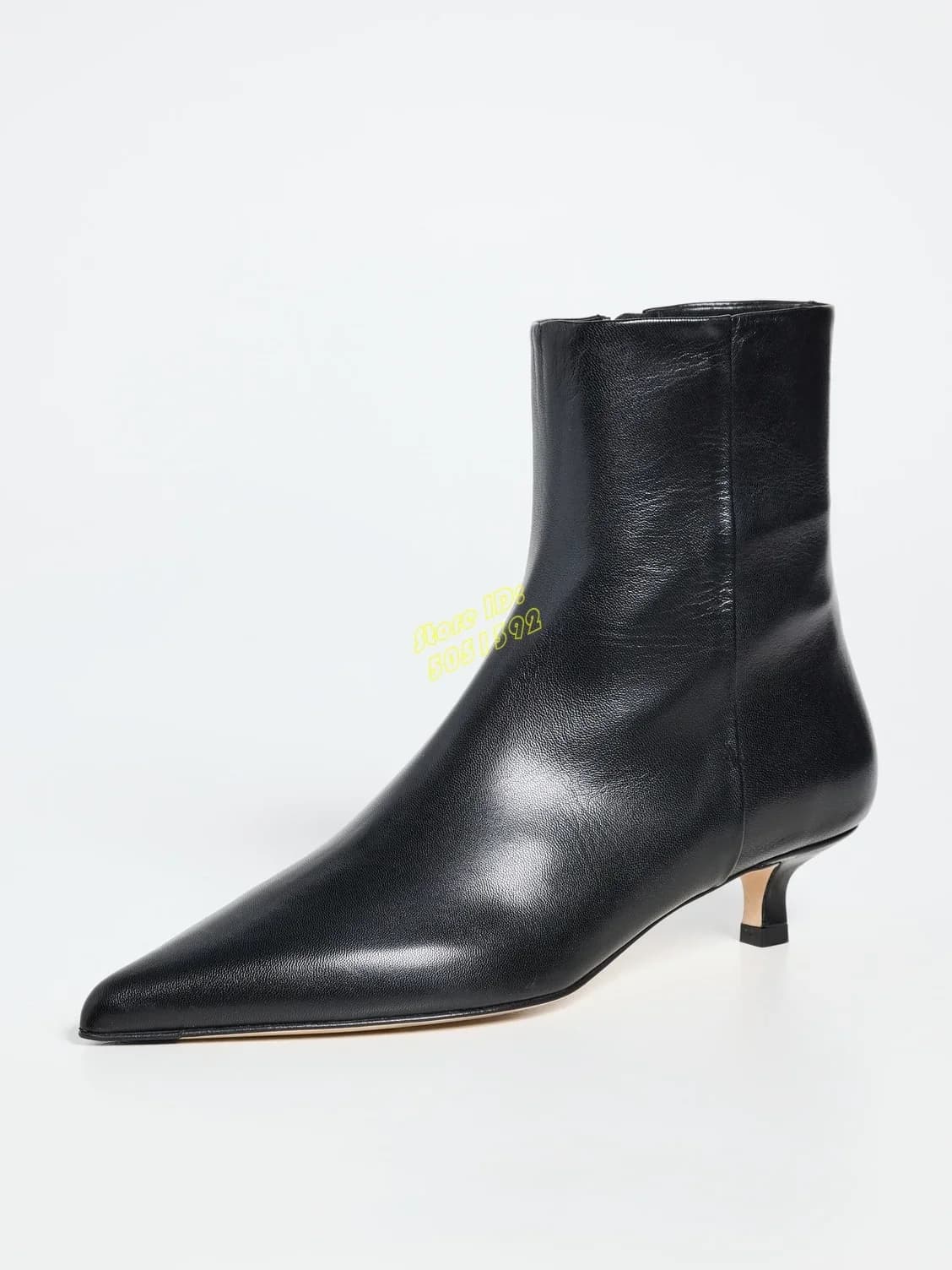 Black Matte Leather Ankle Booties Sexy Pointed Toe Side Zipper Kitten Heel Fashion 2024 Autumn Winter Women Dress Boots