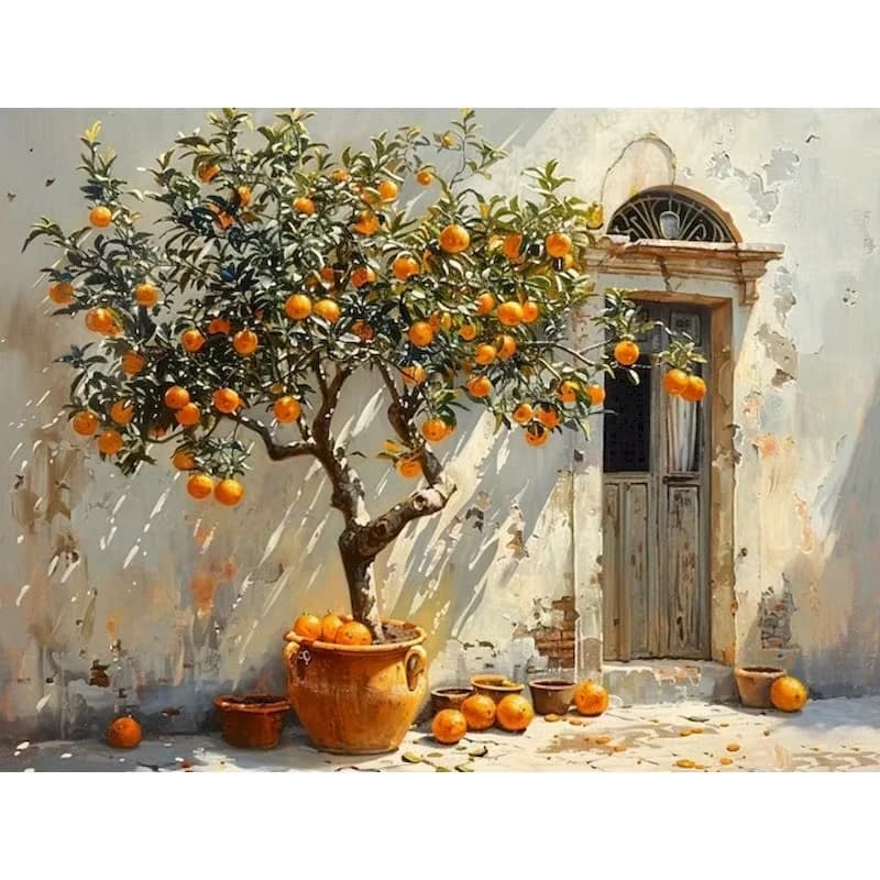 DIY Scenery Paintings By Numbers Kits Front Door Acrylic Paint By Numbers for Adults Lemon Tree on Canvas Wall Home