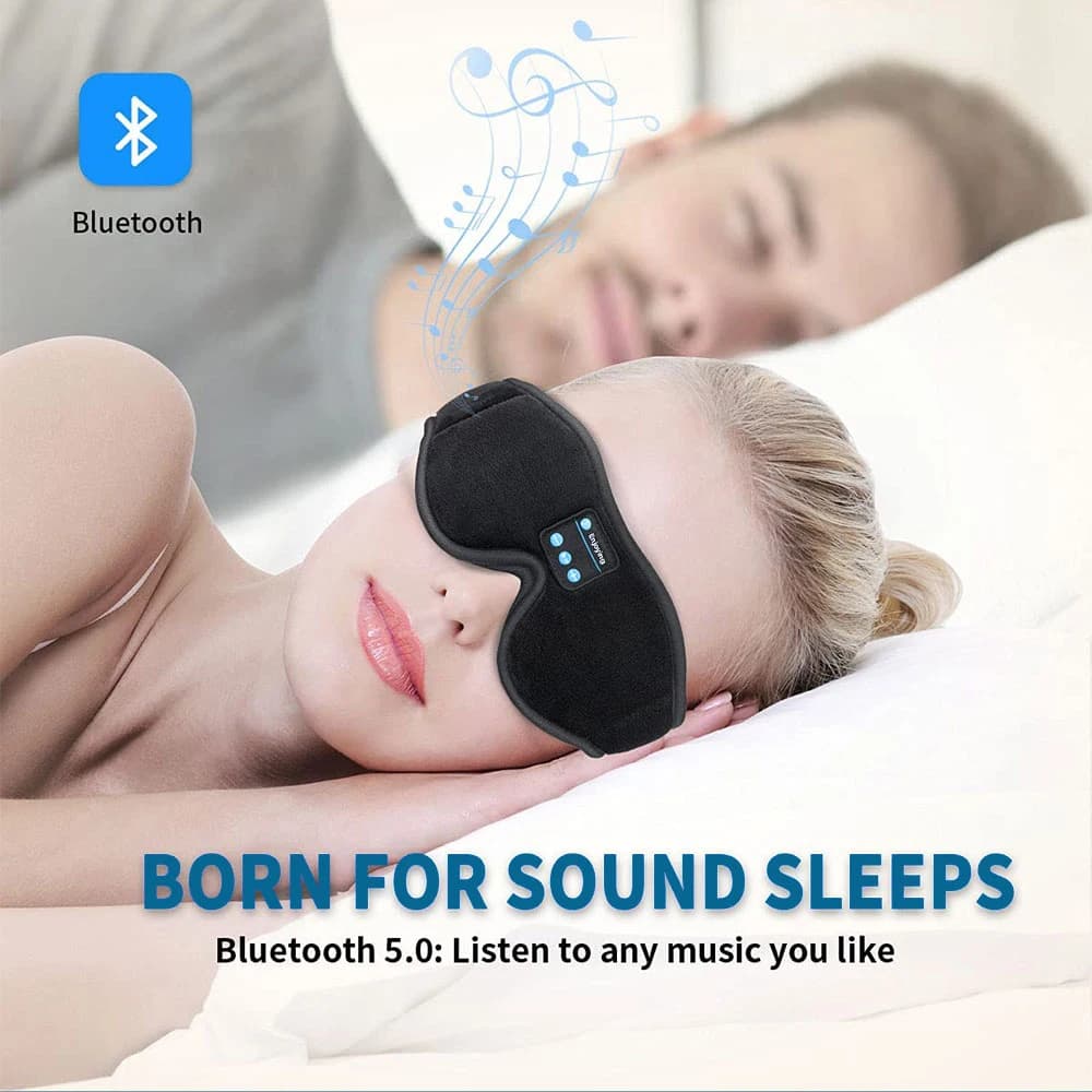 Maschera per Dormire con Cuffie Bluetooth, Maschera per Occhi 3D con Riproduzione Musicale e Altoparlante HD Integrato