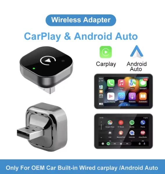 2in 1 Wireless CarPlay Dongle Wireless Android Auto Adapter AI Smart Box 5Ghz WiFi Type-C/USB Plug and Play Car Accessories