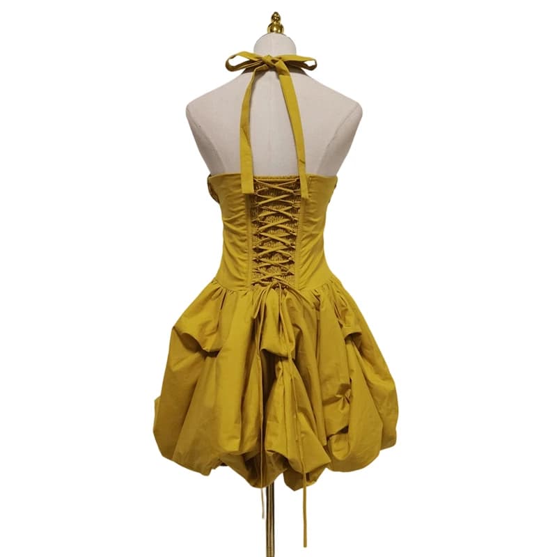 Fashionable Sexy Lace Up Corset Dress Retro Elegant Bubble Hem Dresses For Graduation Party Concert Dinner Party 2026
