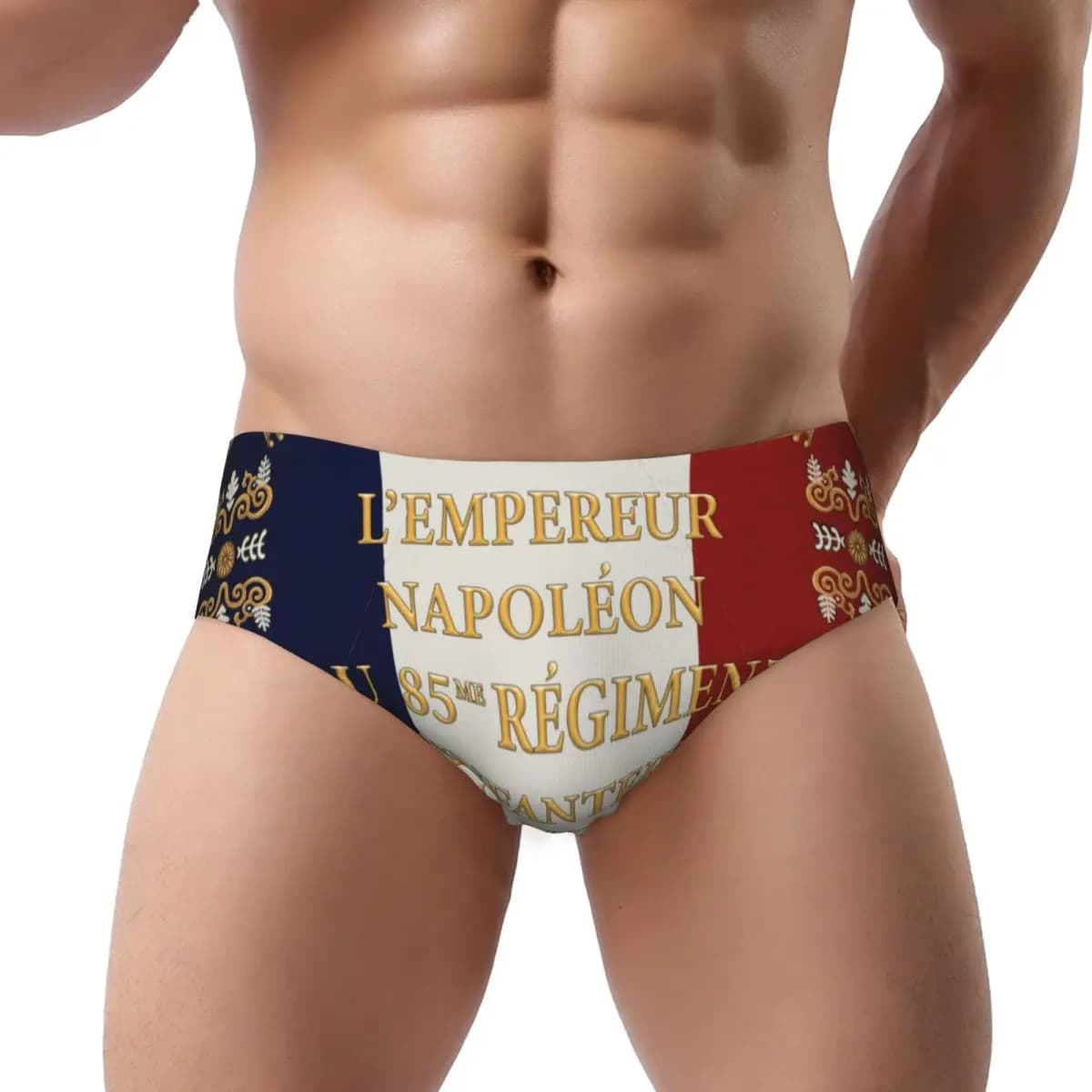 Biancheria intima da uomo personalizzata Napoleonica francese 85th Regimental Flag Mutande Stretch France Fleur De Lis Slip intimo