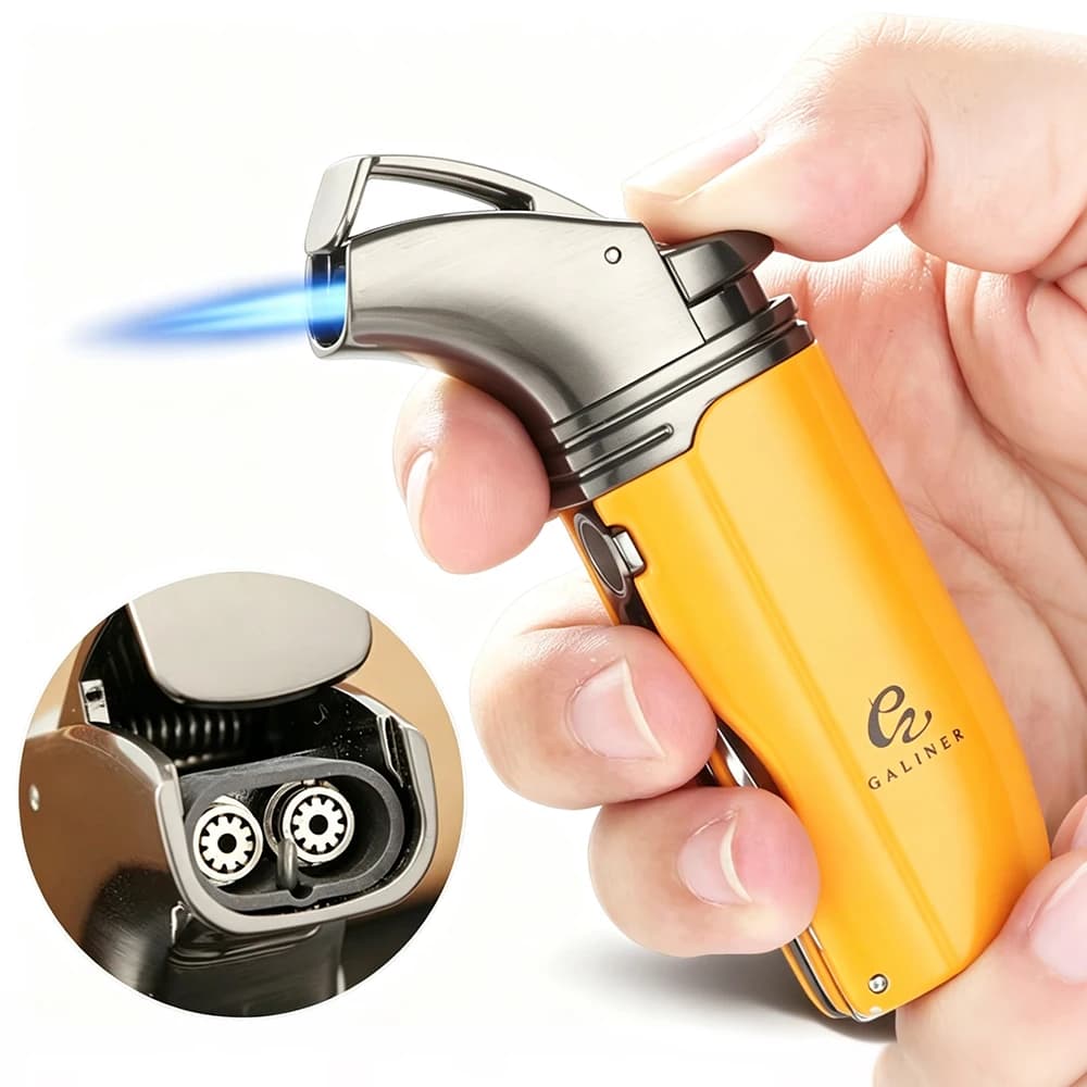 Galiner Windproof Metal Torch Lighter Jet Turbo Cigar Lighter Portable Gadgets Cigar Punch Needles Butane Gas Lighter for Men