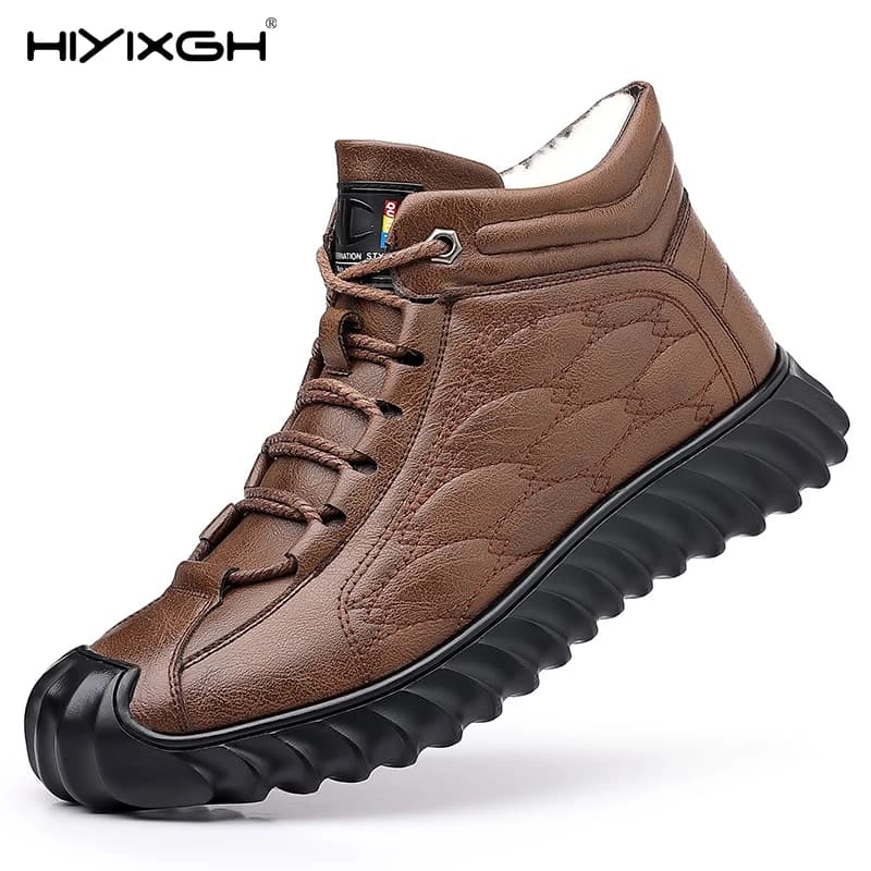 2025 Stivali da neve alti spessi e caldi da uomo invernali con suola morbida antiscivolo resistenti all'usura semplici e comode scarpe in cotone