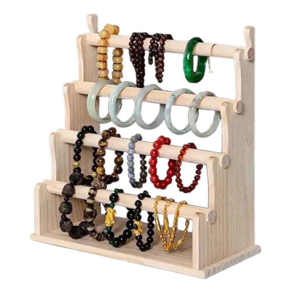 Espositore per Bracciali in Legno a 4 Livelli, Organizzatore di Gioielli