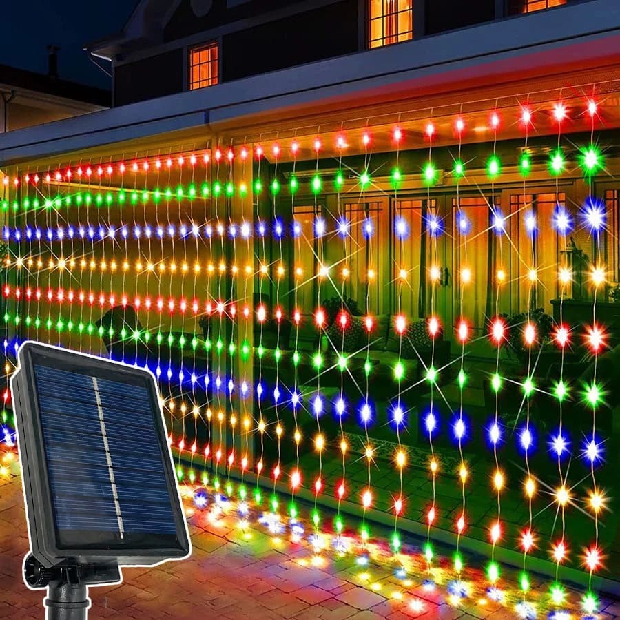 Luce per tende solari LED Ghirlanda impermeabile per esterni Decorazione natalizia Luci a corda Cortile Matrimonio Fata Ghirlanda Luci a corda