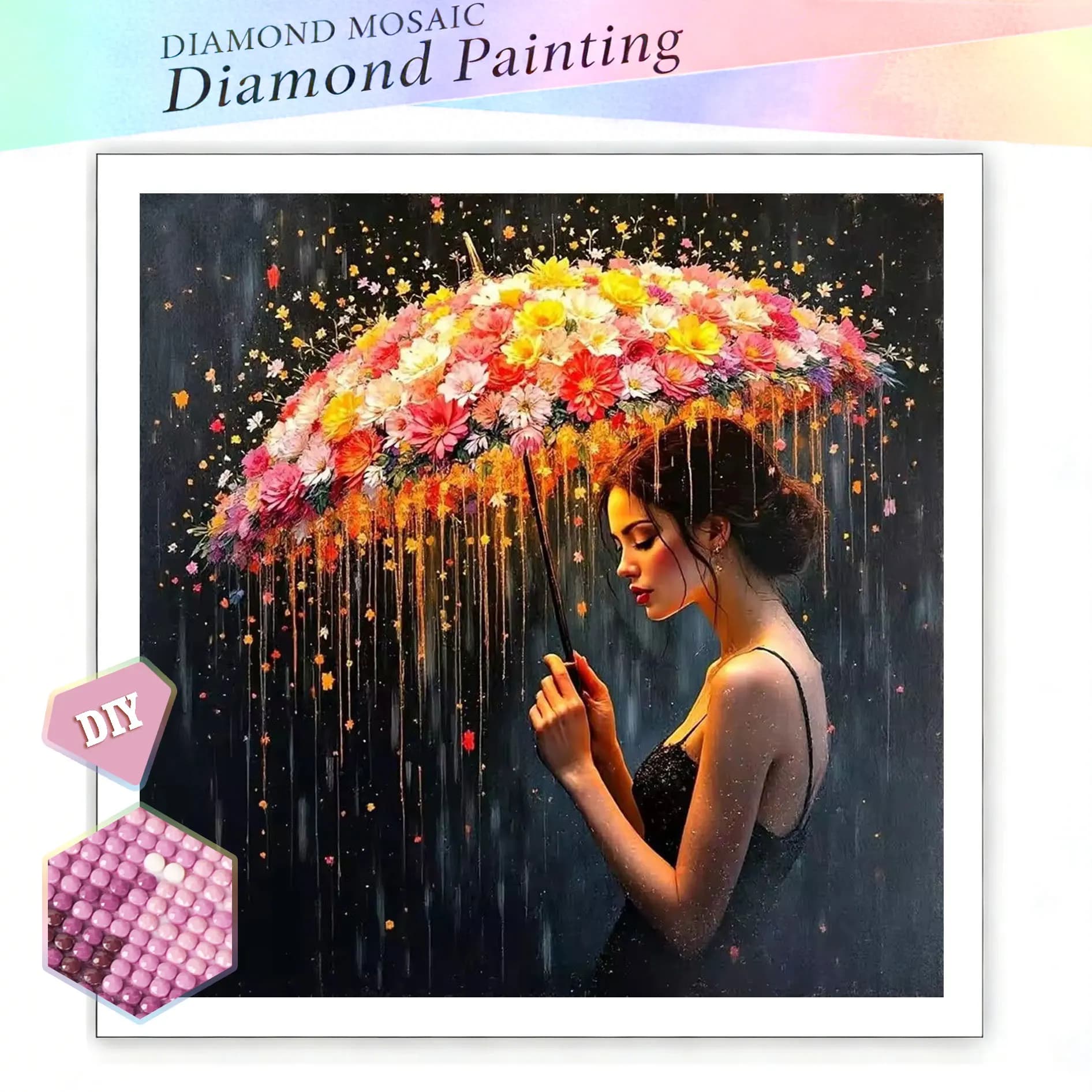 EverShine New Arrivals Diamond Painting Woman Flower Umbrella Diamond Embroidery Portrait Complete Kit Decorative Paintings