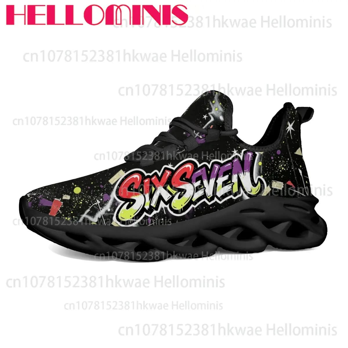 Unisex Adult Street Graffiti 67 Print Lightweight Low Top Thick Sole Soft Comfortable Breathable Non-slip Casual Running Shoes
