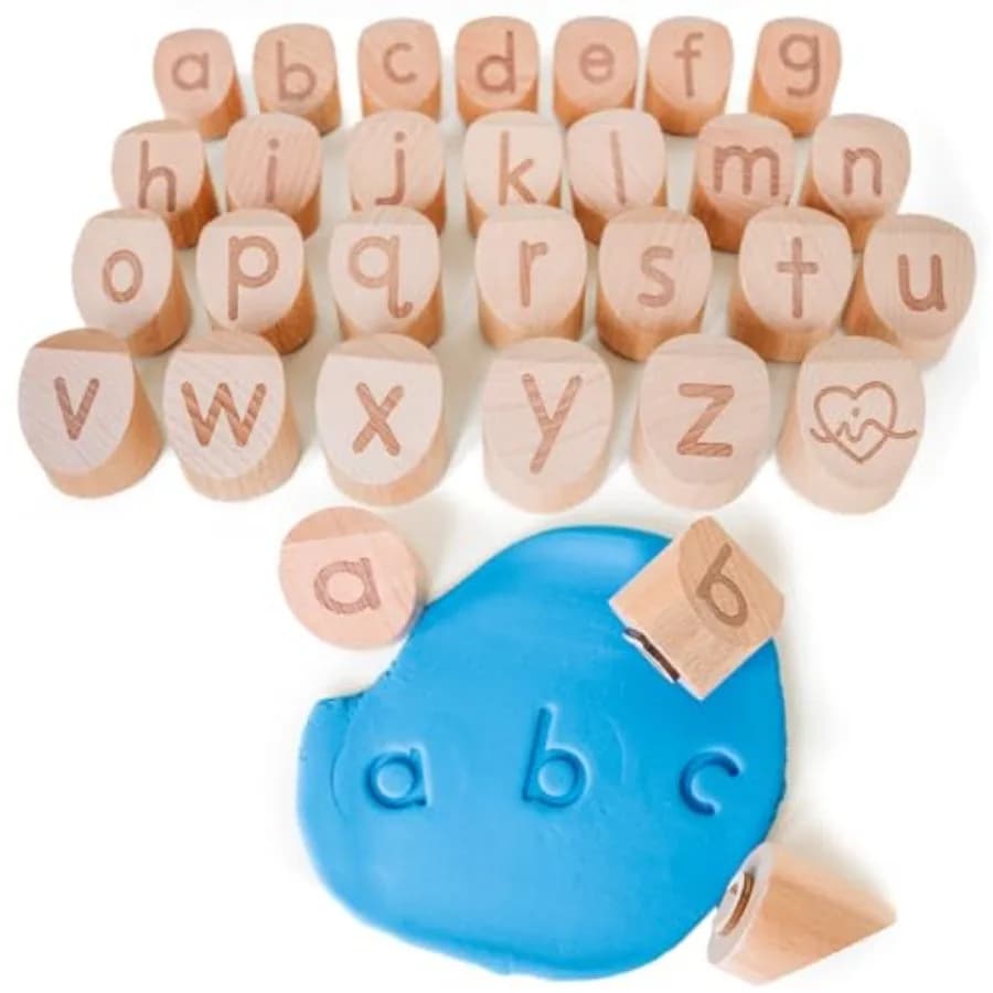 Timbri per pasta modellabile a forma di alfabeto - Set di timbri con lettere minuscole - Timbri per pasta modellabile ABC per bambini