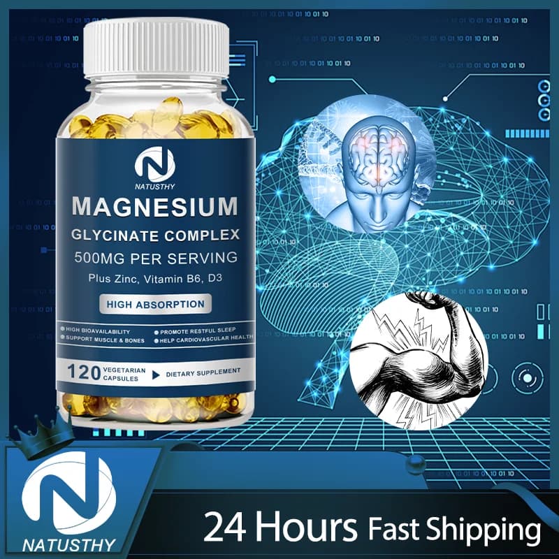 500 mg and zinc glycinate supplement, vitamin D3 B6 High absorption support for vegan mineral capsules for women and men