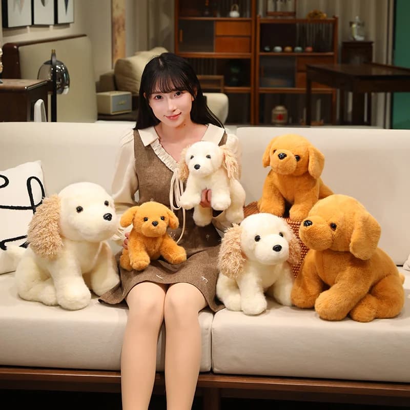 Peluche a forma di cane Golden Retriever sdraiato, super realistico, morbido e carino, cuscino per bambini, regalo di compleanno