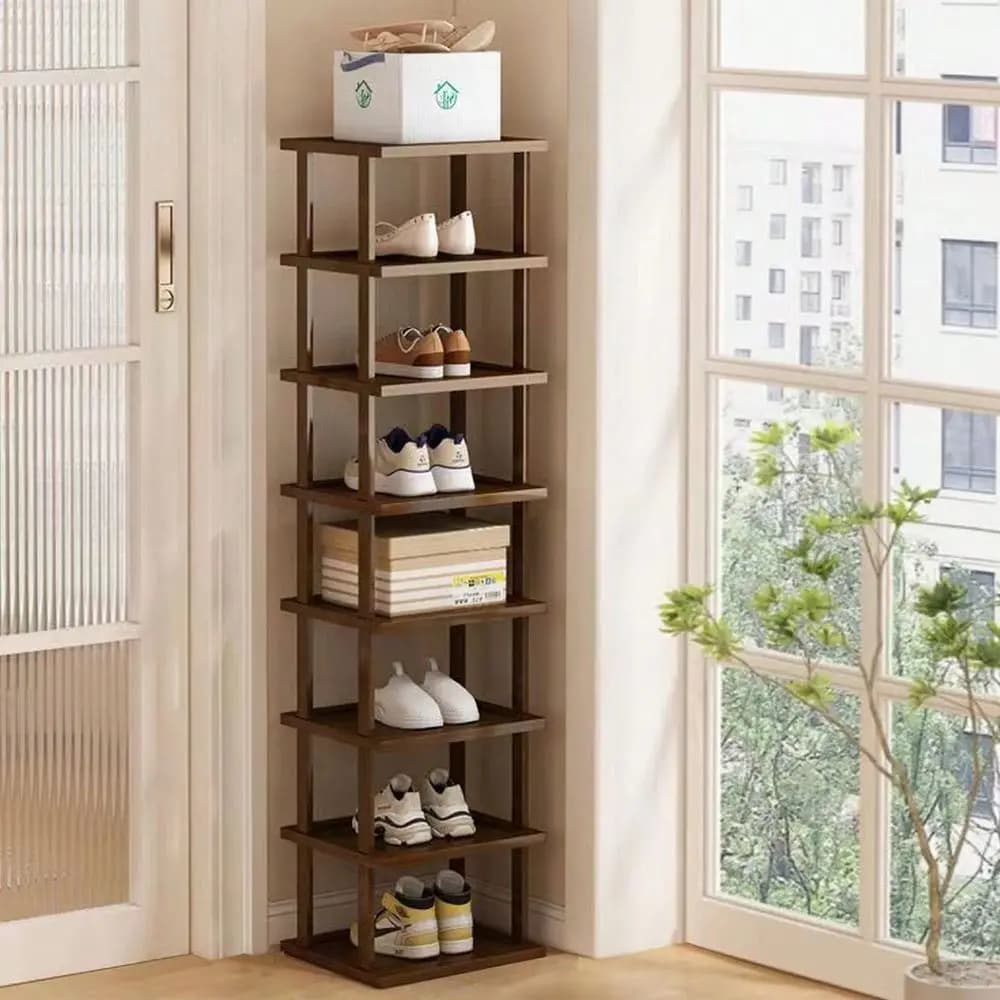 Shoe Rack Tall Narrow Shoe Rack Organizer For Small Spaces,5 Tier Bamboo Shoen Shelf For Entryway,Closet,Corner,Doorway,Skinny