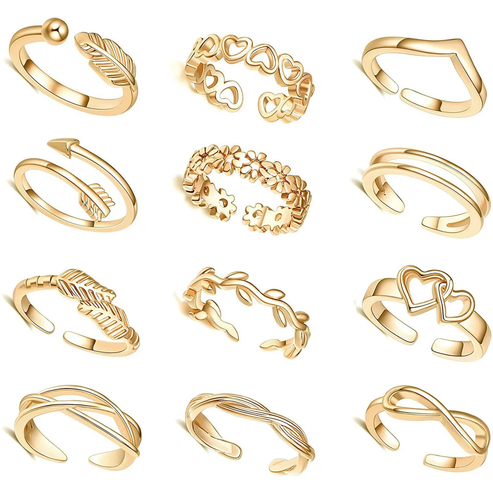 10/12 pezzi anelli per le dita dei piedi per le donne anelli open toe fiore piuma design estate vacanza al mare gioielli del piede anelli del piede delle ragazze femminili